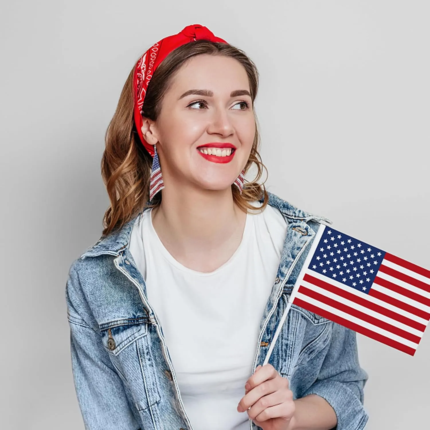 6 Pairs 4th of July Earrings for Women Patriotic American Flag Star Earring Red White Blue Dangle Drop Earrings Holiday Jewelry Gift