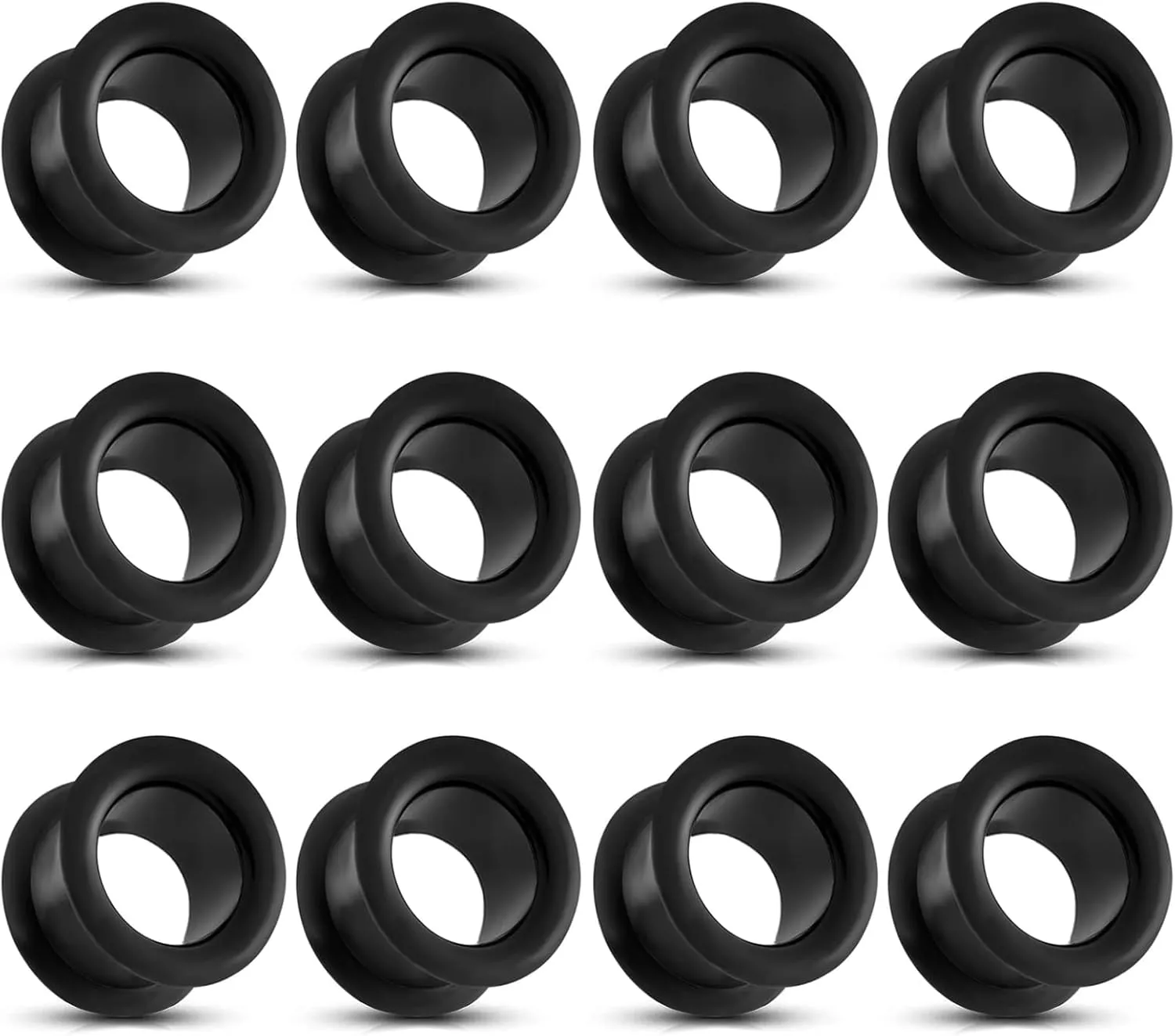 6 Pairs Black Silicone Gauges 2g 0g 00g 12mm 14mm 16mm 18mm 20mm 22mm 25mm Silicone Ear Tunnels Plugs Flexible Ear Expander Stretching Gauges Earlet Plugs for Women Men
