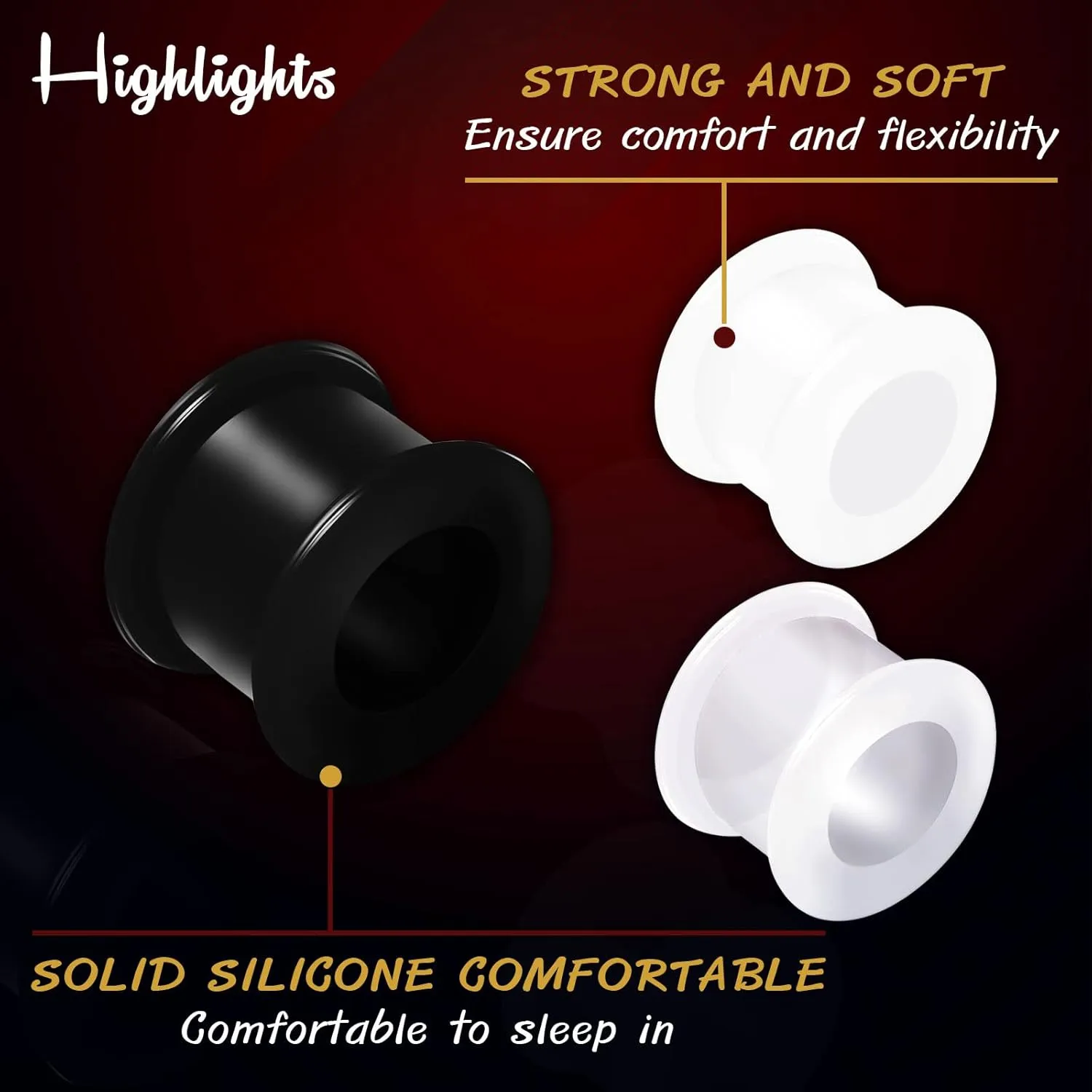 6PCS Silicone Black White Clear Double Flared Saddle Stretcher Ear Tunnel Gauge Plug Earring Lobe Piercing Jewelry Pick Size
