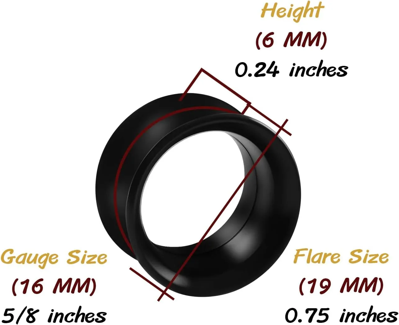 6PCS Silicone Black White Clear Double Flared Saddle Stretcher Ear Tunnel Gauge Plug Earring Lobe Piercing Jewelry Pick Size
