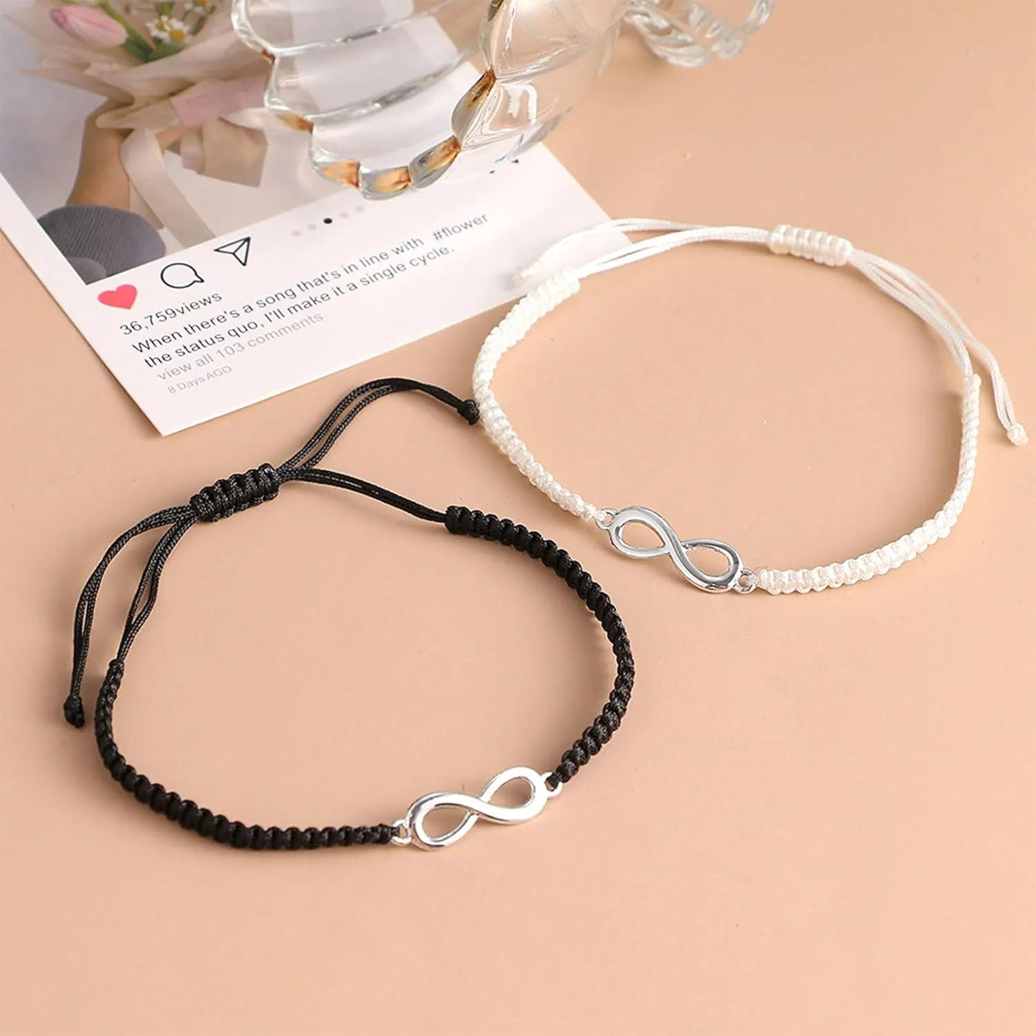 72ore Couples Bracelets for Him and Her Matching Bracelet for Couples Infinity Bracelets Adjustable Matching Bracelets Gifts for Boyfriend and Girlfriend