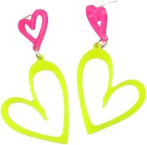 80s Neon Acrylic Earrings Lightning Earrings Neon Heart Earrings Colorful Retro Earrings Glow Party Neon Accessories for Women