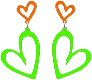 80s Neon Acrylic Earrings Lightning Earrings Neon Heart Earrings Colorful Retro Earrings Glow Party Neon Accessories for Women