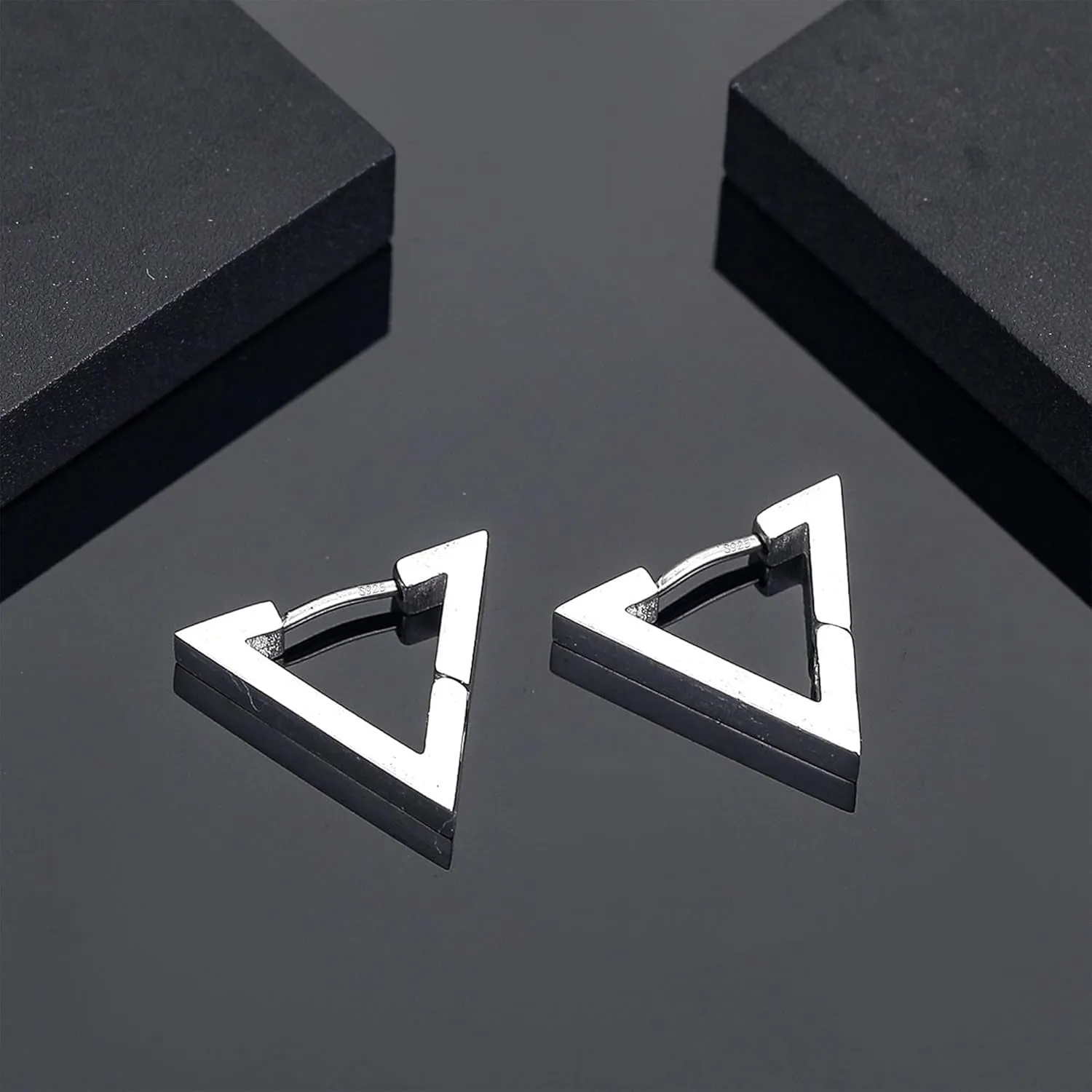 925 Sterling Silver Earrings Star Geometric Rhombus Silver Hoop Earrings for Women Trendy Small Hoop Earrings Silver Hypoallergenic Earrings Small Huggie Hoops Earrings for Jewelry Gifts