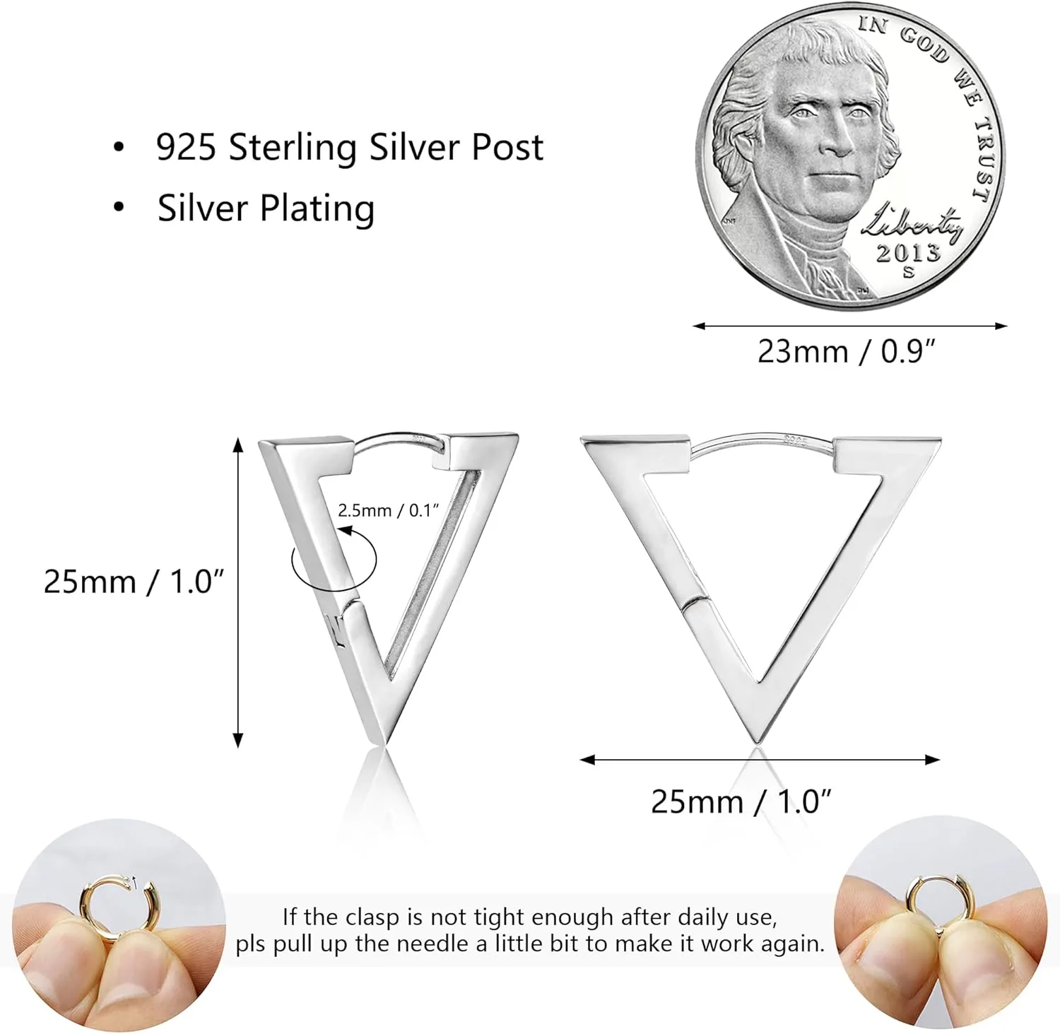 925 Sterling Silver Earrings Star Geometric Rhombus Silver Hoop Earrings for Women Trendy Small Hoop Earrings Silver Hypoallergenic Earrings Small Huggie Hoops Earrings for Jewelry Gifts