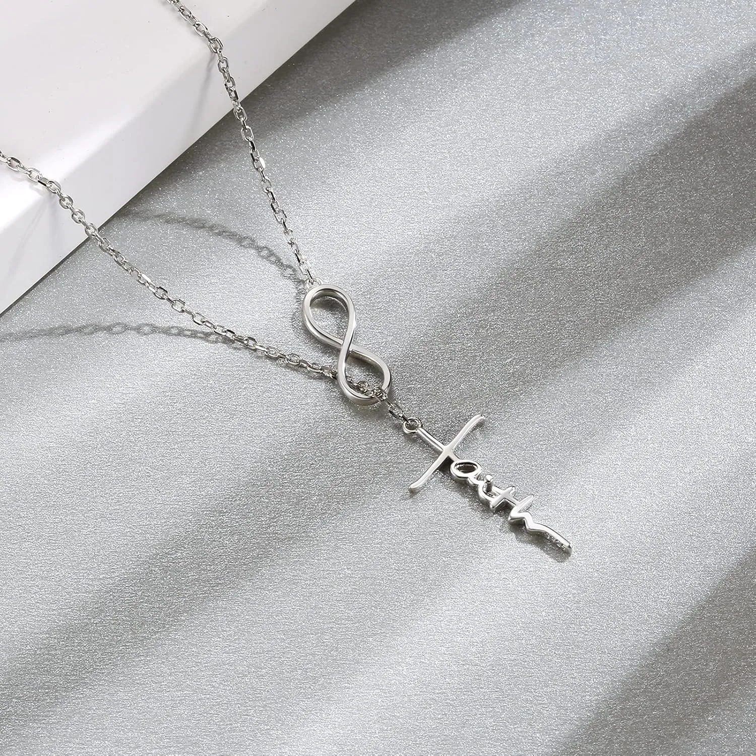 925 Sterling Silver Faith Hope Love Cross Pendant Necklace for Women Christian Birthday Christmas Jewelry Gift