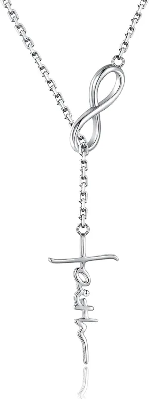 925 Sterling Silver Faith Hope Love Cross Pendant Necklace for Women Christian Birthday Christmas Jewelry Gift