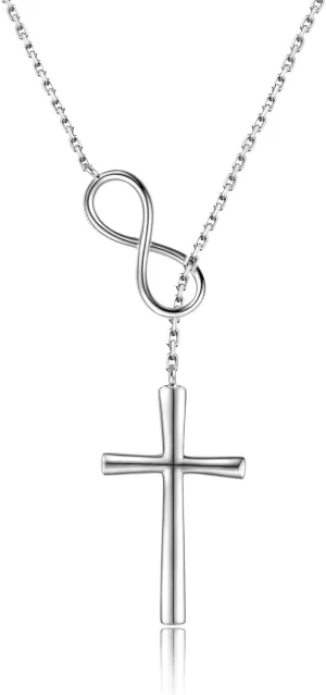 925 Sterling Silver Faith Hope Love Cross Pendant Necklace for Women Christian Birthday Christmas Jewelry Gift