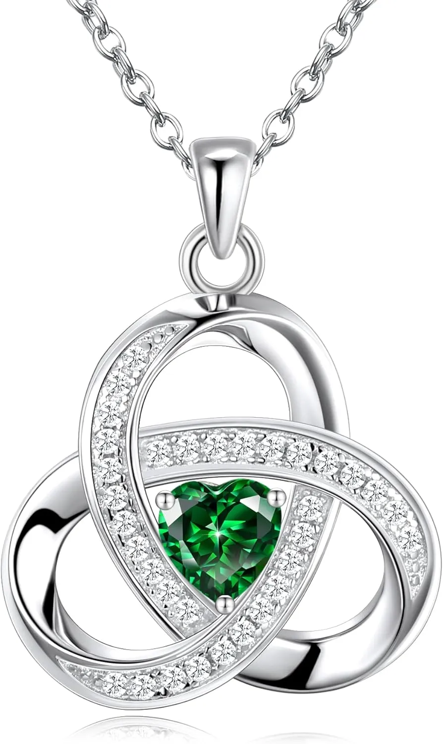 925 Sterling Silver Love Knot Necklace, Diamond Accent Love Knot Pendant Necklace Jewelry Infinity Necklace for Women