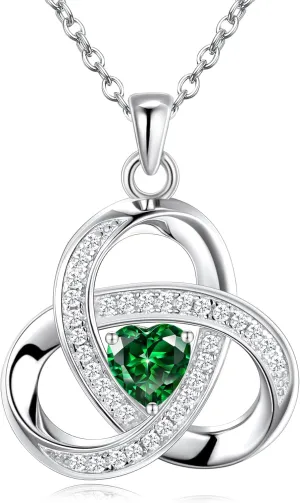 925 Sterling Silver Love Knot Necklace, Diamond Accent Love Knot Pendant Necklace Jewelry Infinity Necklace for Women