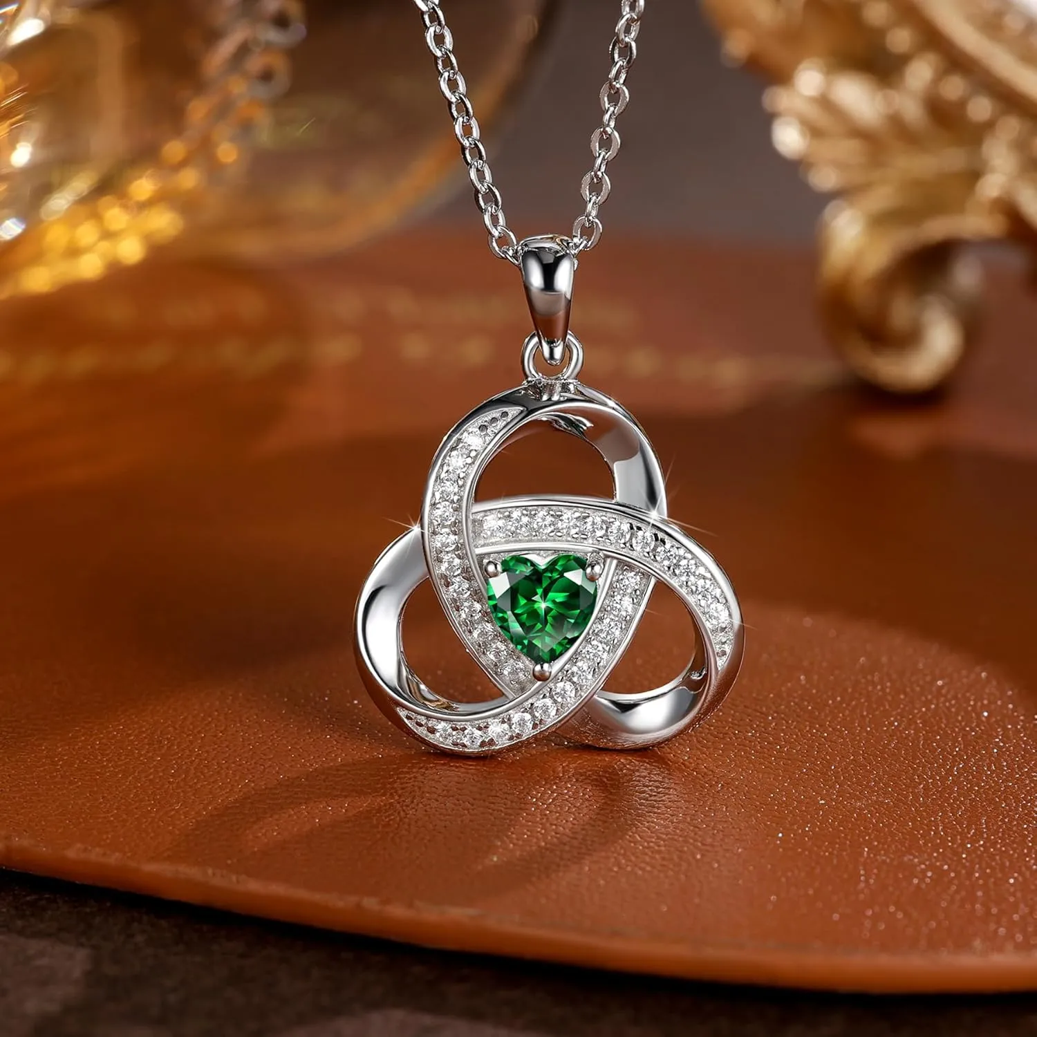 925 Sterling Silver Love Knot Necklace, Diamond Accent Love Knot Pendant Necklace Jewelry Infinity Necklace for Women