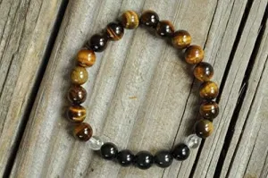 AAA   Rare Quality Men's Protection Mala, Obsidian, Tiger Eye, Chakra Bracelet, Yoga Bracelet, Crystal Healing Bracelet, Meditation Bracelet, Prayer Bracelet 8mm Code- WAR3753