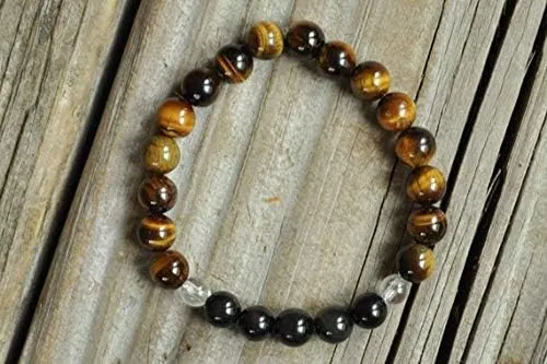 AAA   Rare Quality Men's Protection Mala, Obsidian, Tiger Eye, Chakra Bracelet, Yoga Bracelet, Crystal Healing Bracelet, Meditation Bracelet, Prayer Bracelet 8mm Code- WAR3753