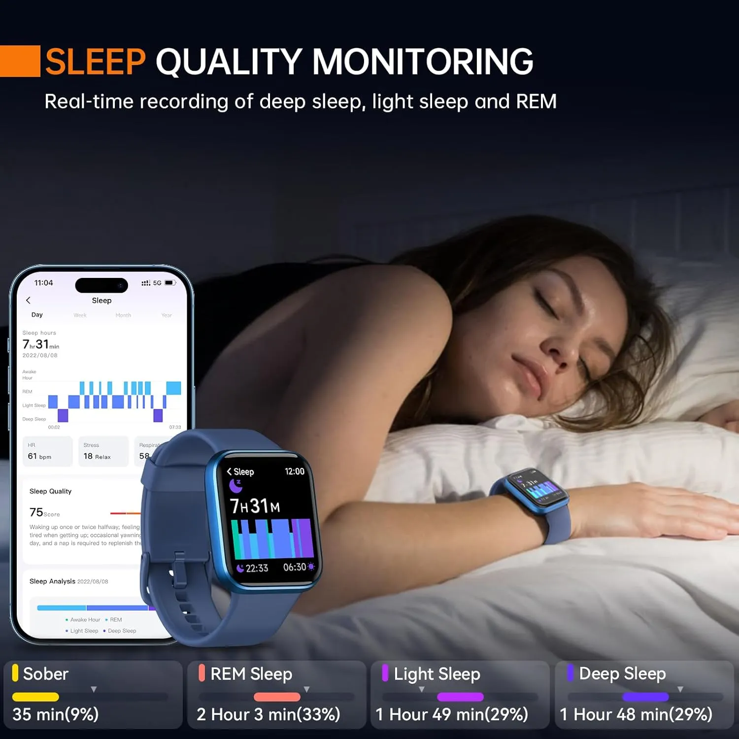 aeac Smart Watch Fitness Watch for Men Women, Alexa Built-in & Stable Bluetooth Call, with Heart Rate/SpO2/Sleep Monitor, 100 Sports, IP68 Waterproof Smartwatches for iOS Android
