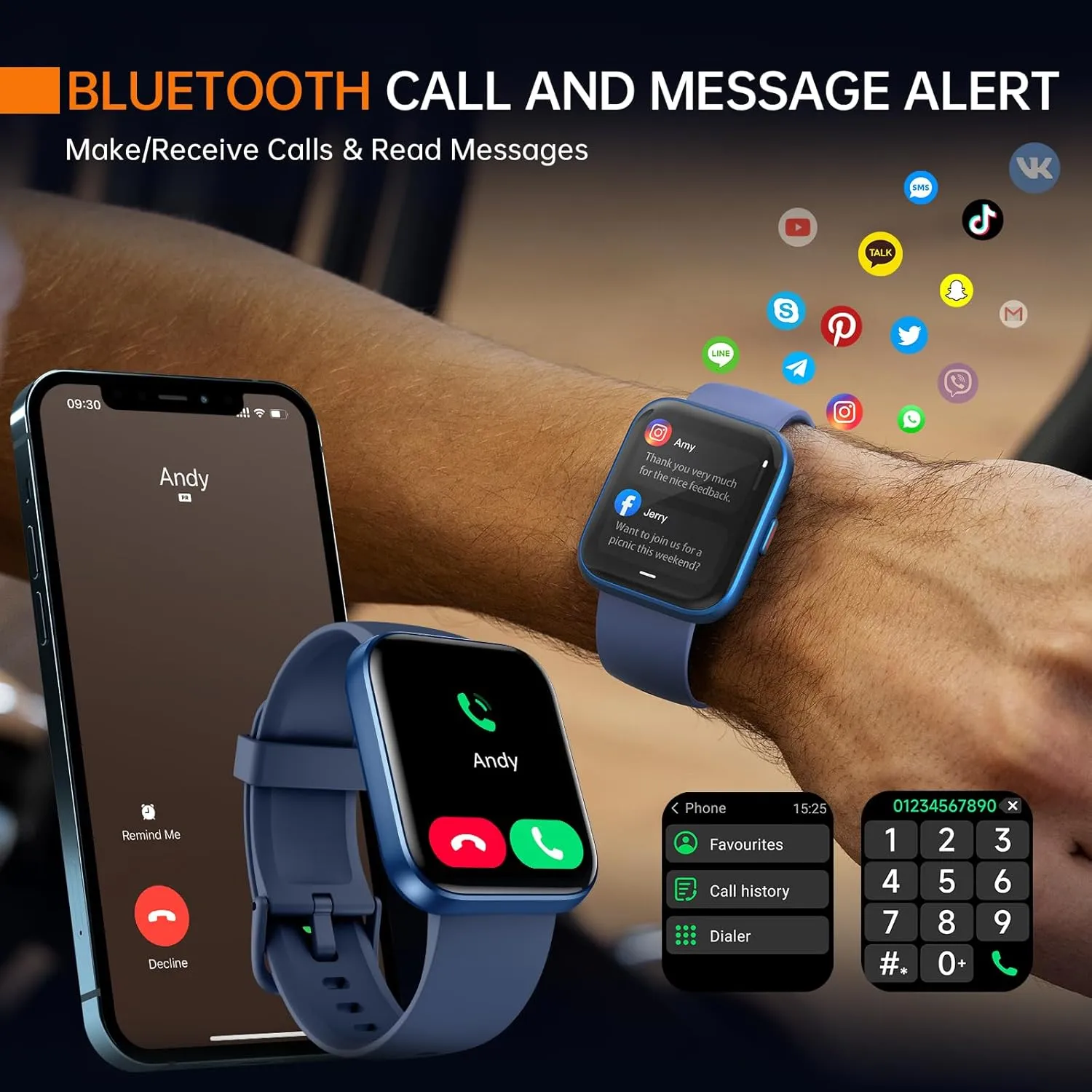 aeac Smart Watch Fitness Watch for Men Women, Alexa Built-in & Stable Bluetooth Call, with Heart Rate/SpO2/Sleep Monitor, 100 Sports, IP68 Waterproof Smartwatches for iOS Android