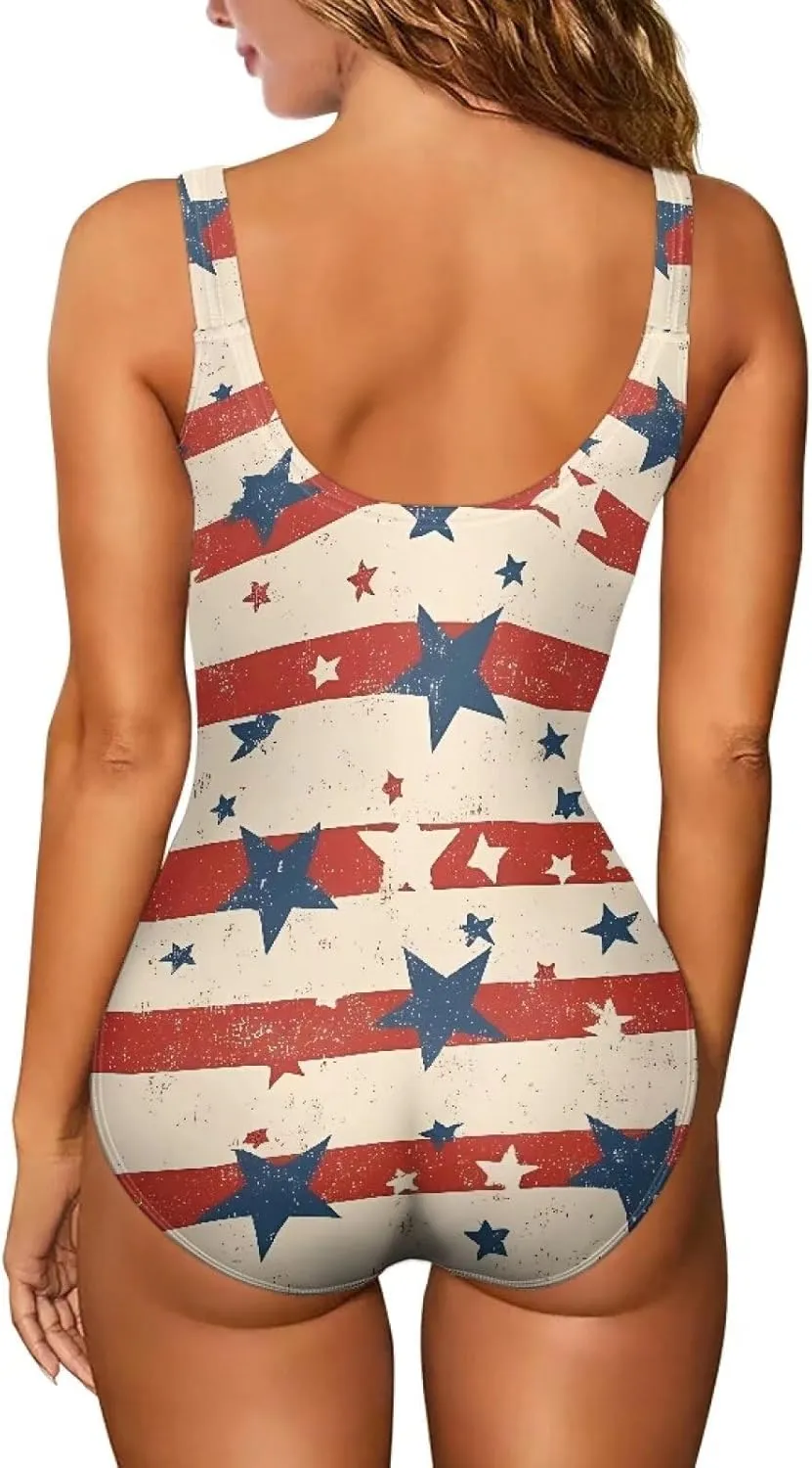 AFPANQZ Womens One Piece Bathing Suit Athletic Bikini Soft Breathable O Neck Tummy Control Bathing Suits for Girl Teens