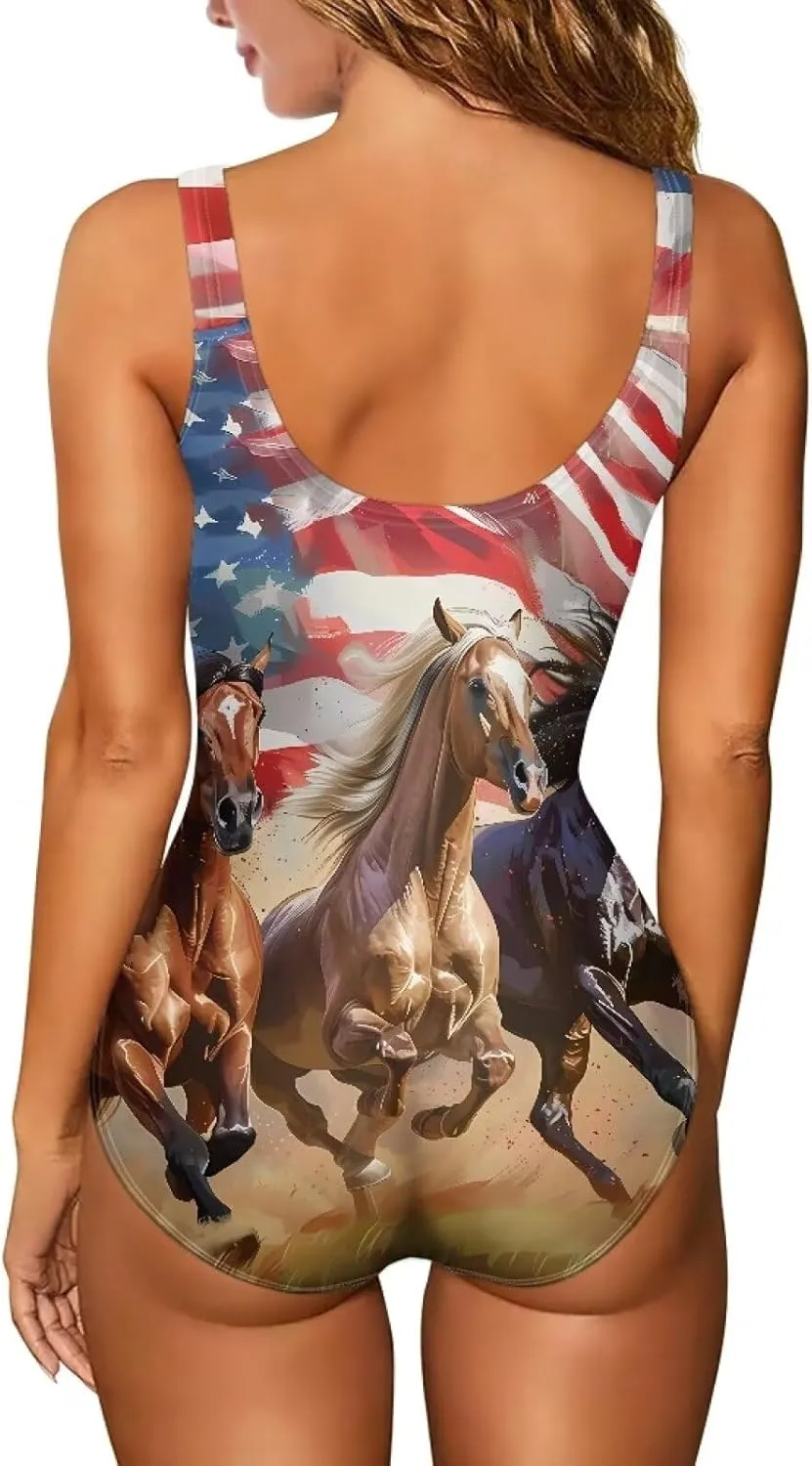 AFPANQZ Womens One Piece Bathing Suit Athletic Bikini Soft Breathable O Neck Tummy Control Bathing Suits for Girl Teens