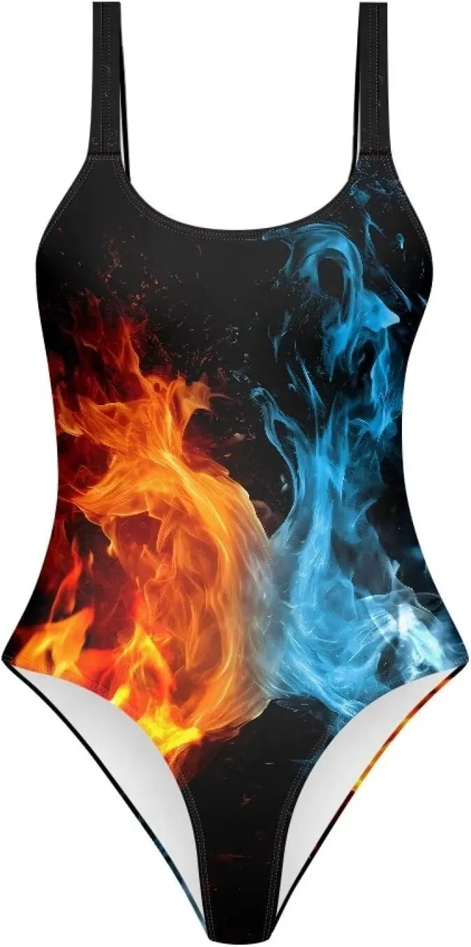 AFPANQZ Womens One Piece Bathing Suit Athletic Bikini Soft Breathable O Neck Tummy Control Bathing Suits for Girl Teens