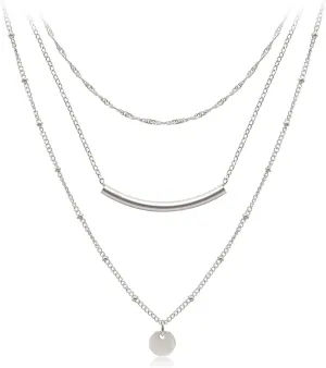 Aisansty Dainty Layered Choker Necklaces Handmade Coin Tube Star Pearl Pendant Multilayer Adjustable Layering Chain Gold Plated Necklaces Set for Women