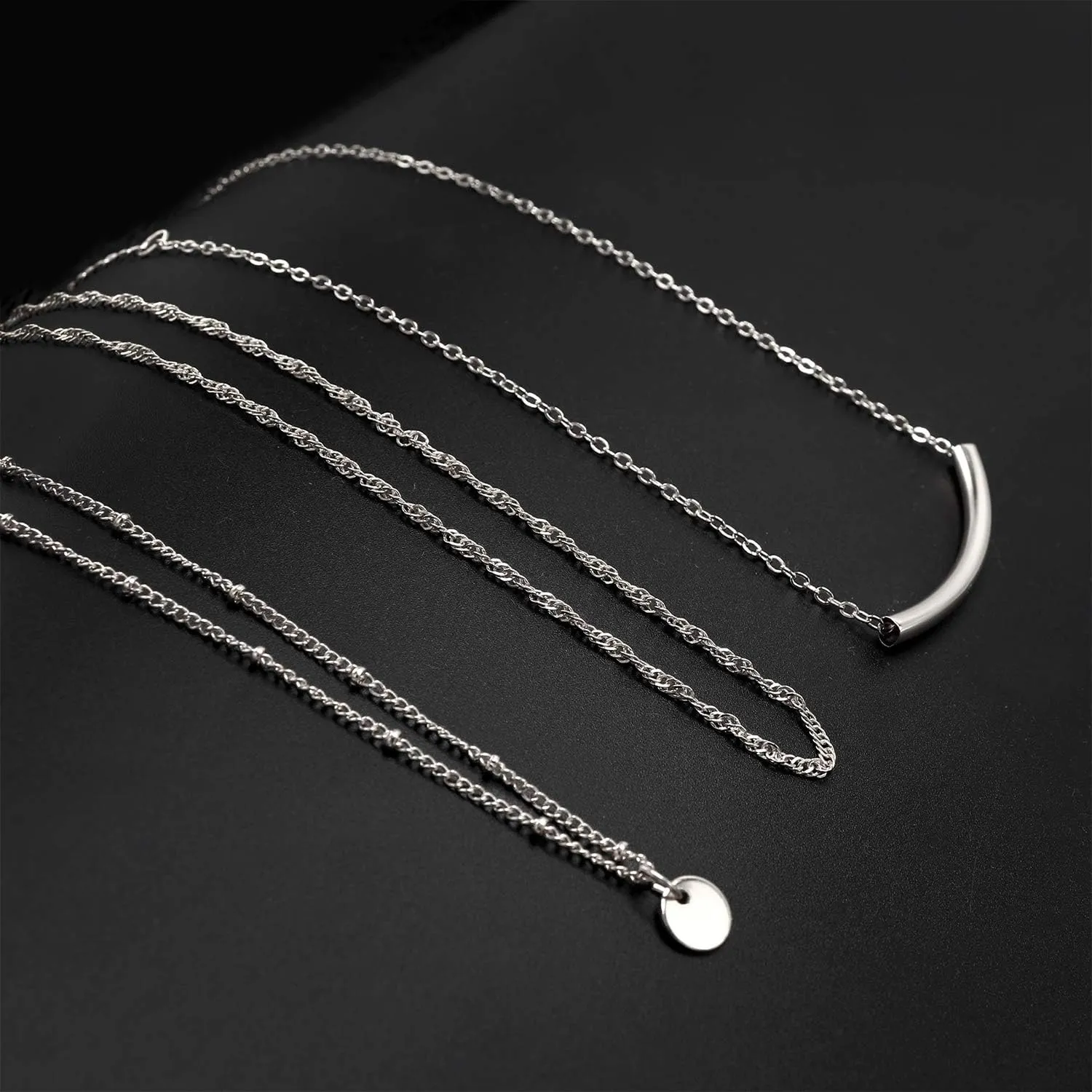 Aisansty Dainty Layered Choker Necklaces Handmade Coin Tube Star Pearl Pendant Multilayer Adjustable Layering Chain Gold Plated Necklaces Set for Women