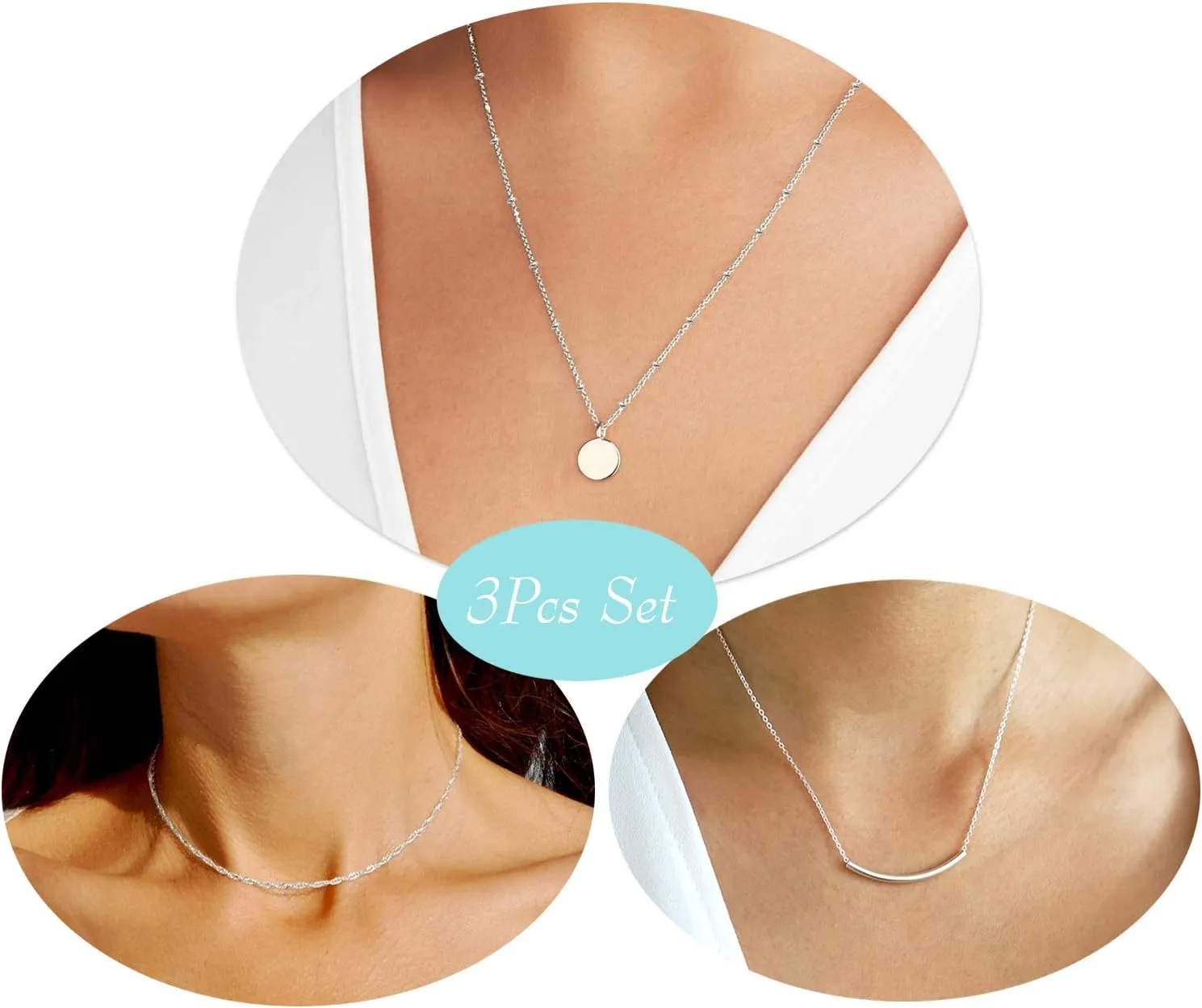 Aisansty Dainty Layered Choker Necklaces Handmade Coin Tube Star Pearl Pendant Multilayer Adjustable Layering Chain Gold Plated Necklaces Set for Women