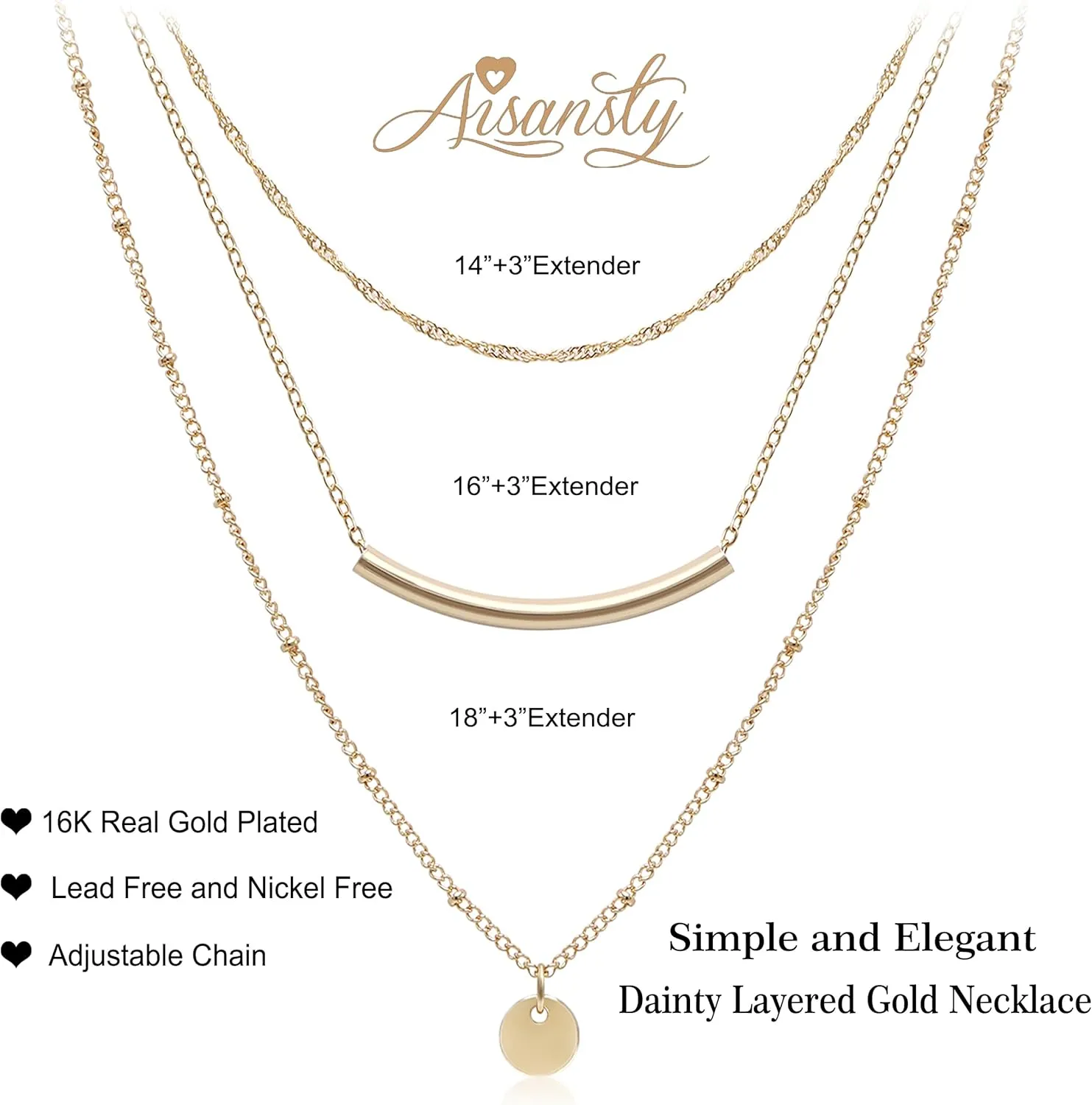 Aisansty Dainty Layered Choker Necklaces Handmade Coin Tube Star Pearl Pendant Multilayer Adjustable Layering Chain Gold Plated Necklaces Set for Women