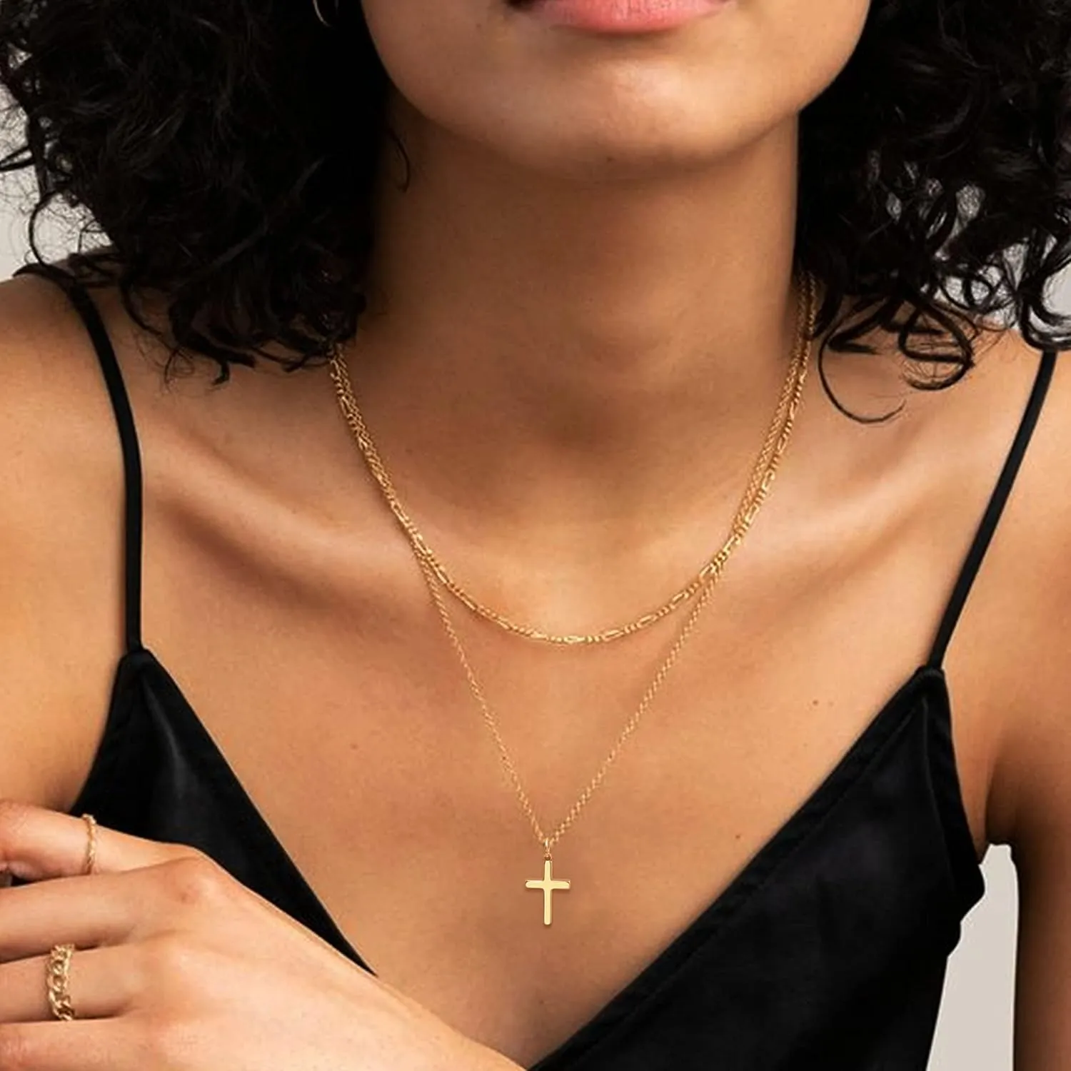 Aisansty Dainty Layered Choker Necklaces Handmade Coin Tube Star Pearl Pendant Multilayer Adjustable Layering Chain Gold Plated Necklaces Set for Women