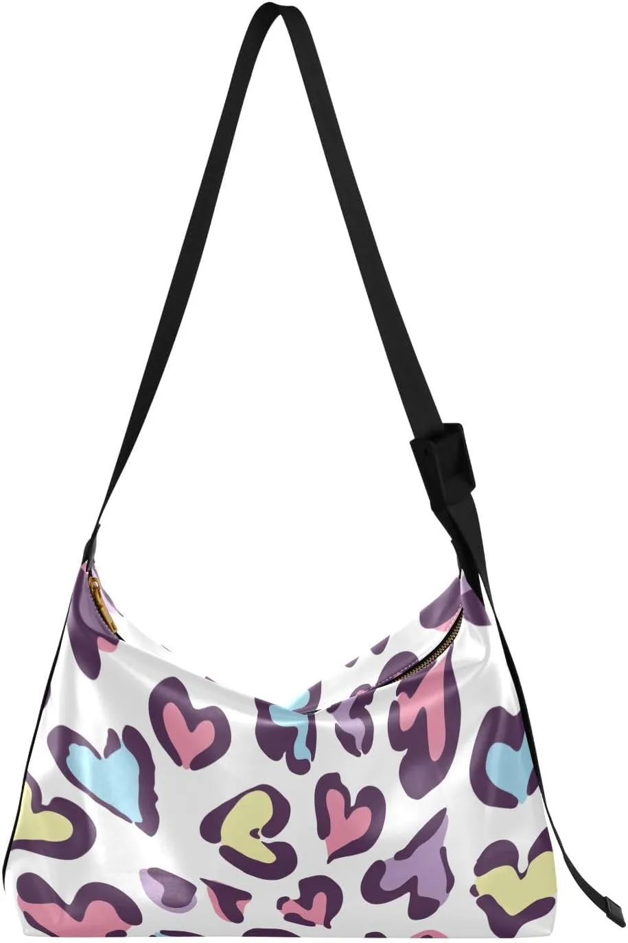 ALAZA Heart Leopard Print Cheetah Womens Tote Bag Leather Shoulder Bag For Women Men Large Hobo Cross Body Bags Handbag