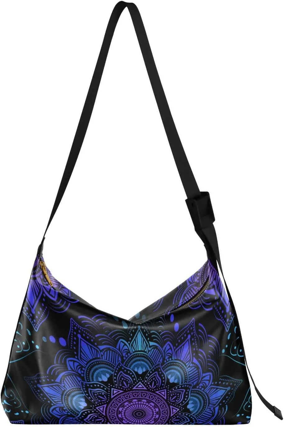 ALAZA Mandala Boho Bohemian Lotus Womens Tote Bag Leather Shoulder Bag For Women Men Large Hobo Cross Body Bags Handbag