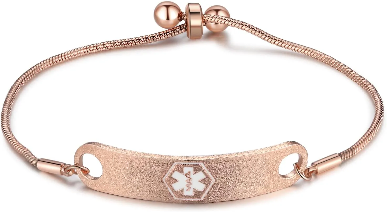 ALBERTBAND Medical Alert Bracelet for Women Personalized Emergency Alert ID Bracelets Adjustable Medical ID Bracelet for Mother Wife Grandmother