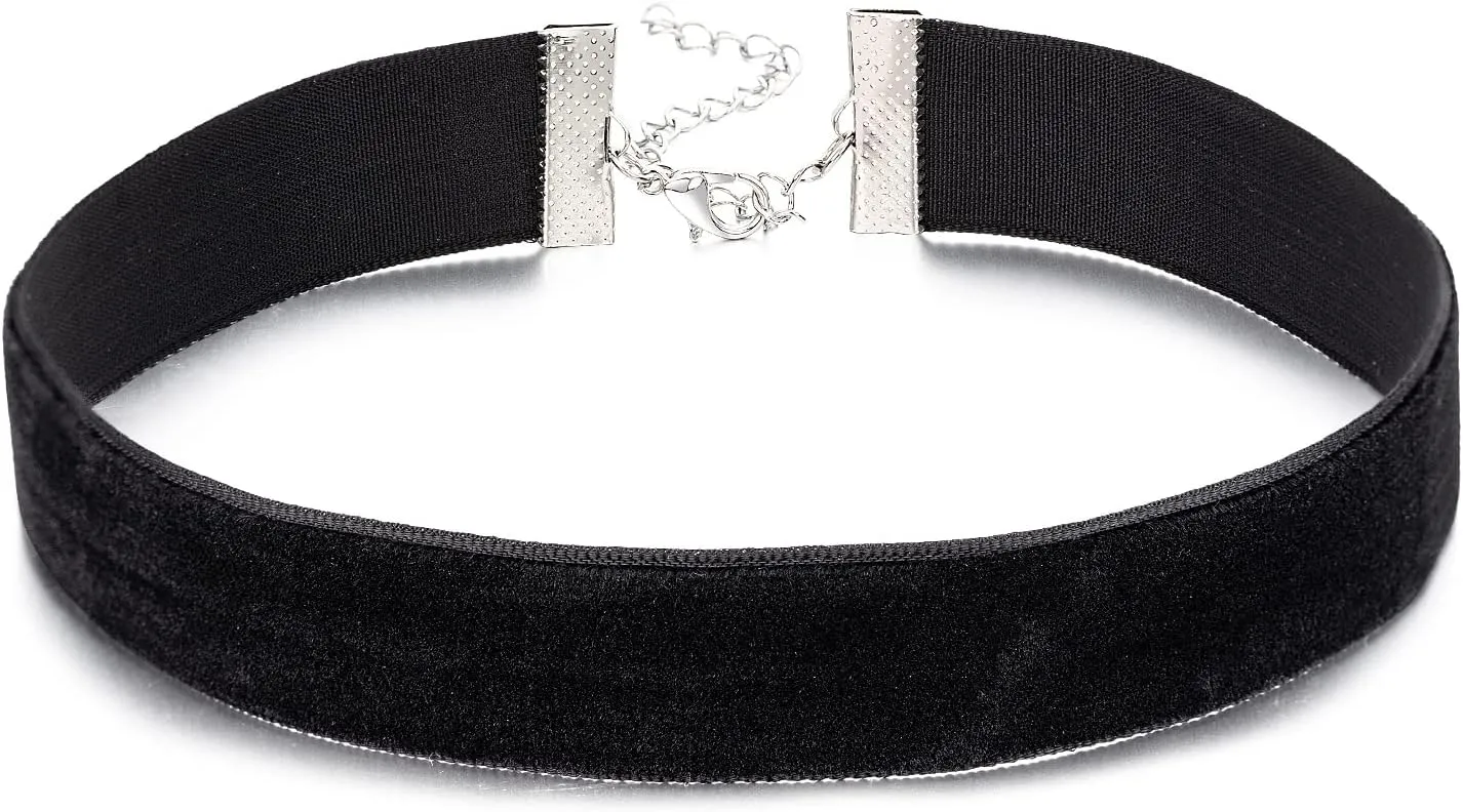 AnotherKiss Black Velvet Ribbon Choker Necklace for Women, Gothic Jewelry, Halloween Birthday Party Cosplay, Wide 3/4 inch (2cm)