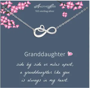 AnotherKiss Granddaughter Gifts from Grandma, Granddaughter Necklace - Sterling Silver Infinity Necklace for Girls, Granddaughter Birthday Gifts, Mothers Day Grandma Gifts