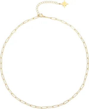 Aobei Pearl 18K Gold Paperclip Chain Choker Satellite Chain Biwa Pearl Pendant Necklace Dainty Jewelry for Women