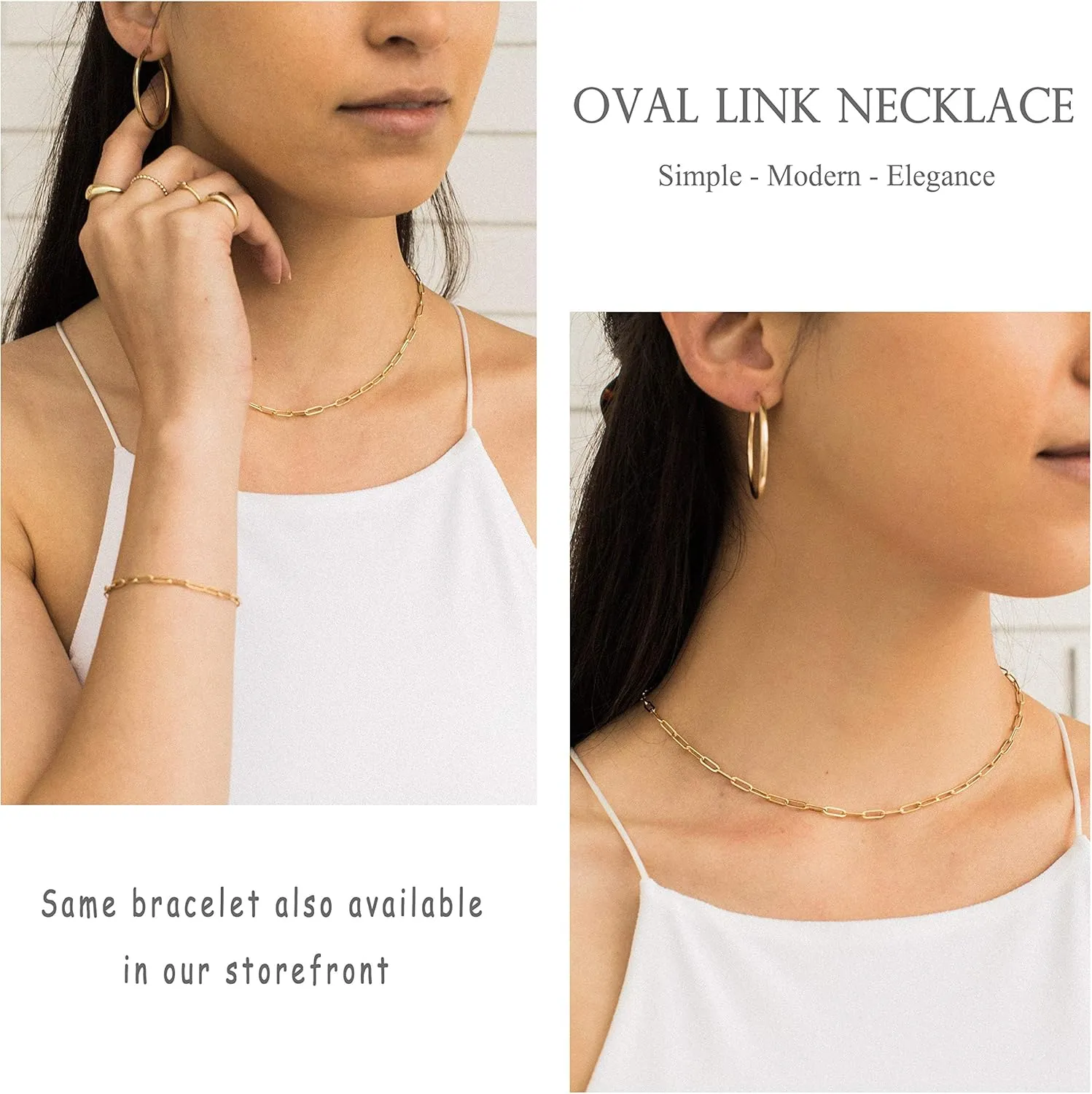 Aobei Pearl 18K Gold Paperclip Chain Choker Satellite Chain Biwa Pearl Pendant Necklace Dainty Jewelry for Women