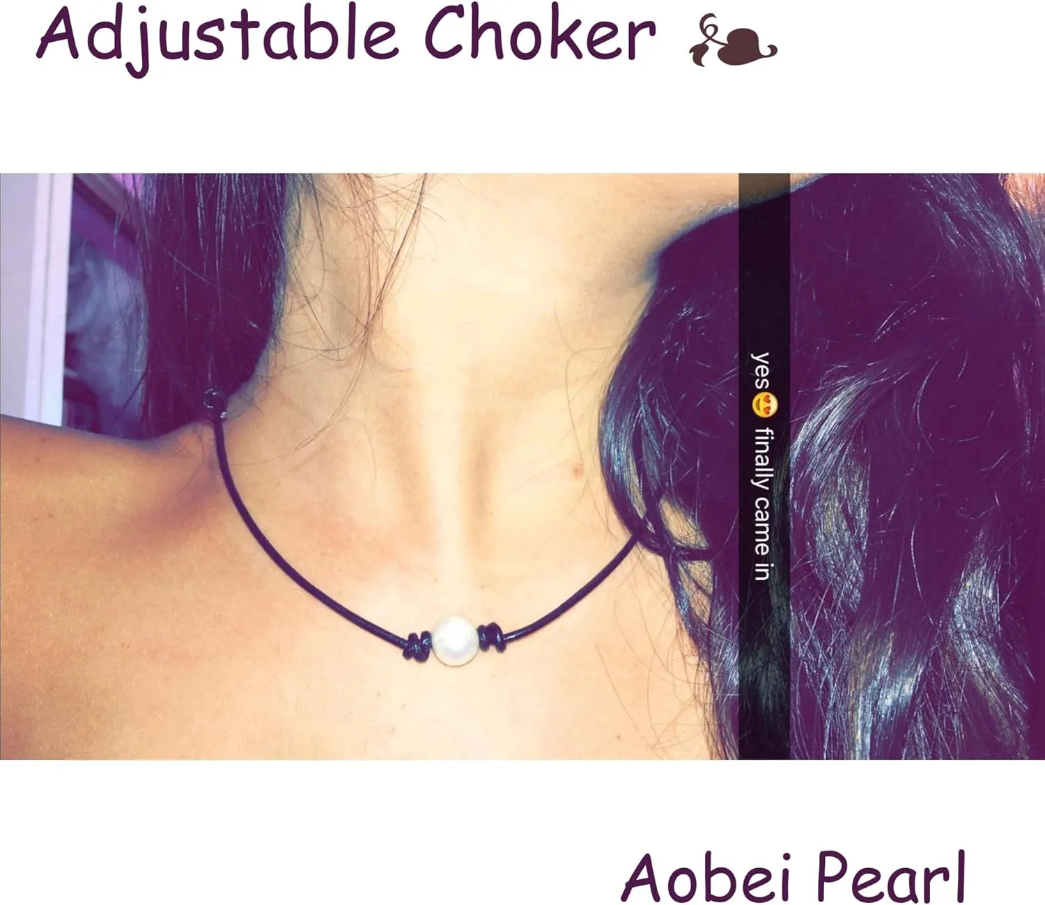 Aobei Pearl Handmade Single Cultured Freshwater Pearl Choker Necklace for Women Genuine Leather Jewelry Glaze Ball Necklace Gift for Her