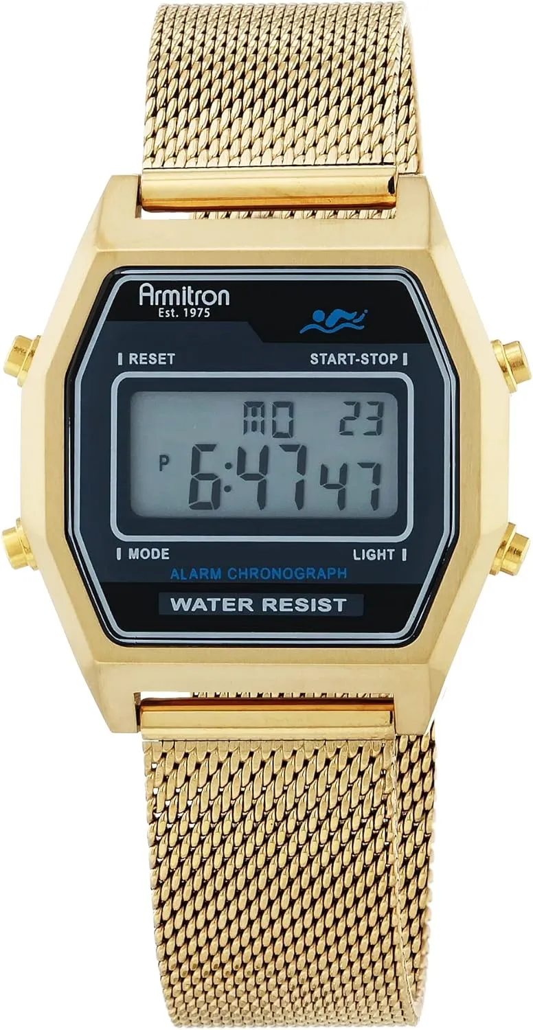 Armitron Sport Retro Digital Chronograph Mesh Bracelet Watch, 40/8485