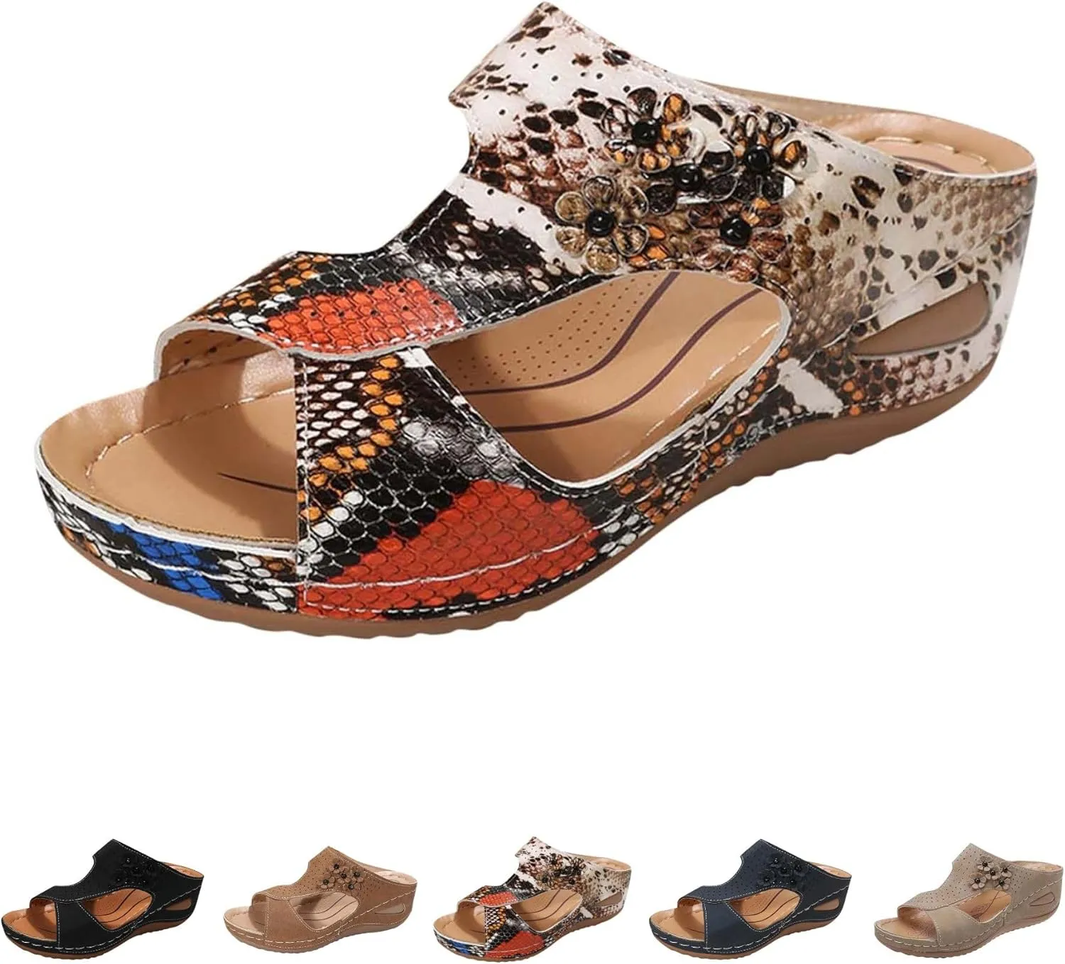 Avylays Orthopedic Sandals for Women, Women Walking Sandals with Arch Support Wedge Sandals Comfortable Beach Sandals