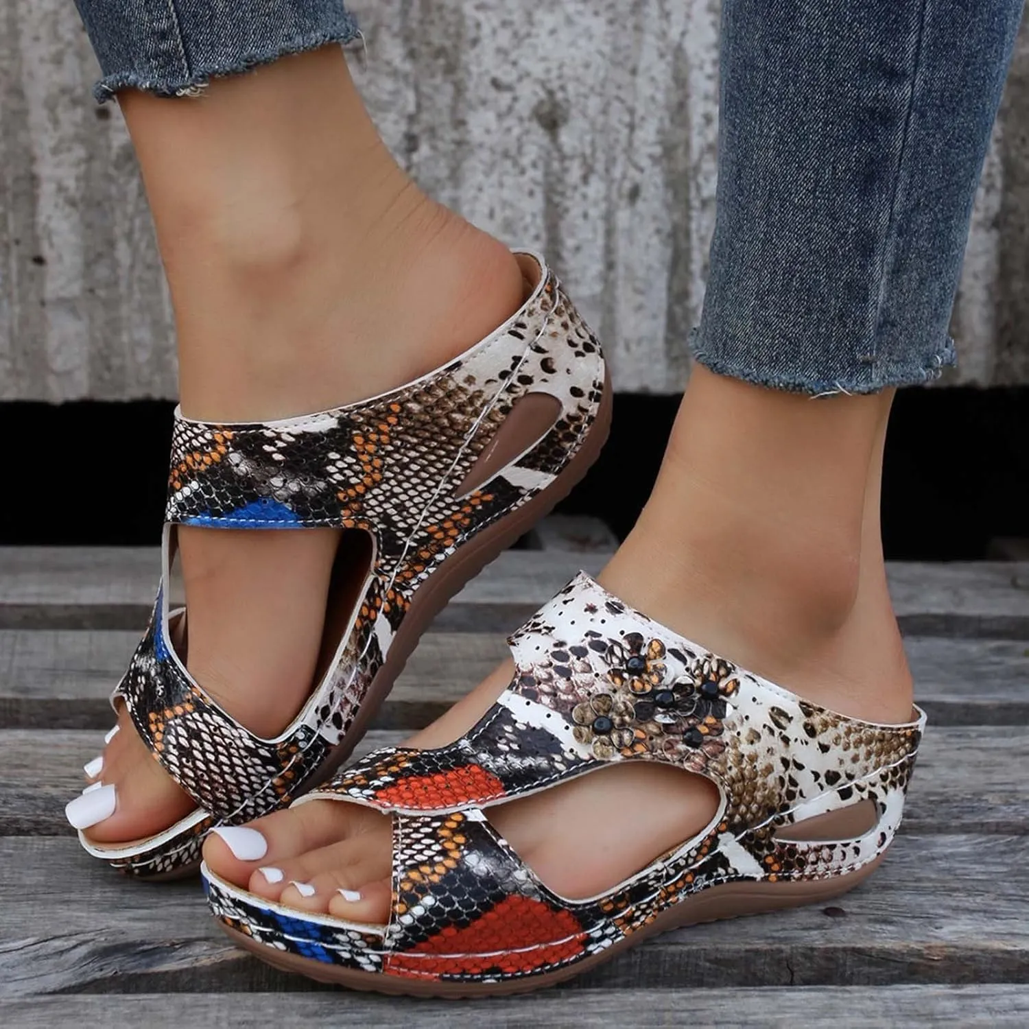 Avylays Orthopedic Sandals for Women, Women Walking Sandals with Arch Support Wedge Sandals Comfortable Beach Sandals