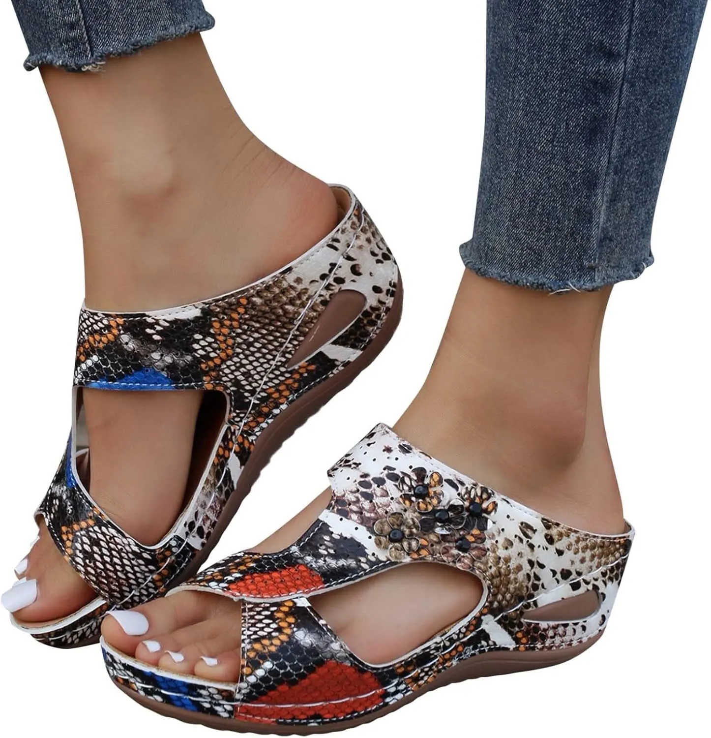 Avylays Orthopedic Sandals for Women, Women Walking Sandals with Arch Support Wedge Sandals Comfortable Beach Sandals