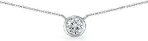 B. BRILLIANT Cubic Zirconia Necklace for Women Solitaire Bezel Sterling Silver CZ Chokers Bridesmaids Fashion Stacking Trendy Birthday
