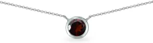 B. BRILLIANT Red Necklace for Women 6mm Round Solitaire Bezel Genuine Garnet Gemstone Sterling Silver Chokers Bridesmaids Fashion Stacking Trendy Birthday