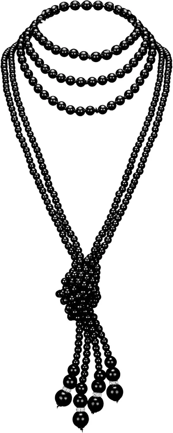 BABEYOND Long Pearl Necklace Faux Pearls Necklace Beaded Long Pearls Necklace 1920s Gatsby Costume Jewelry