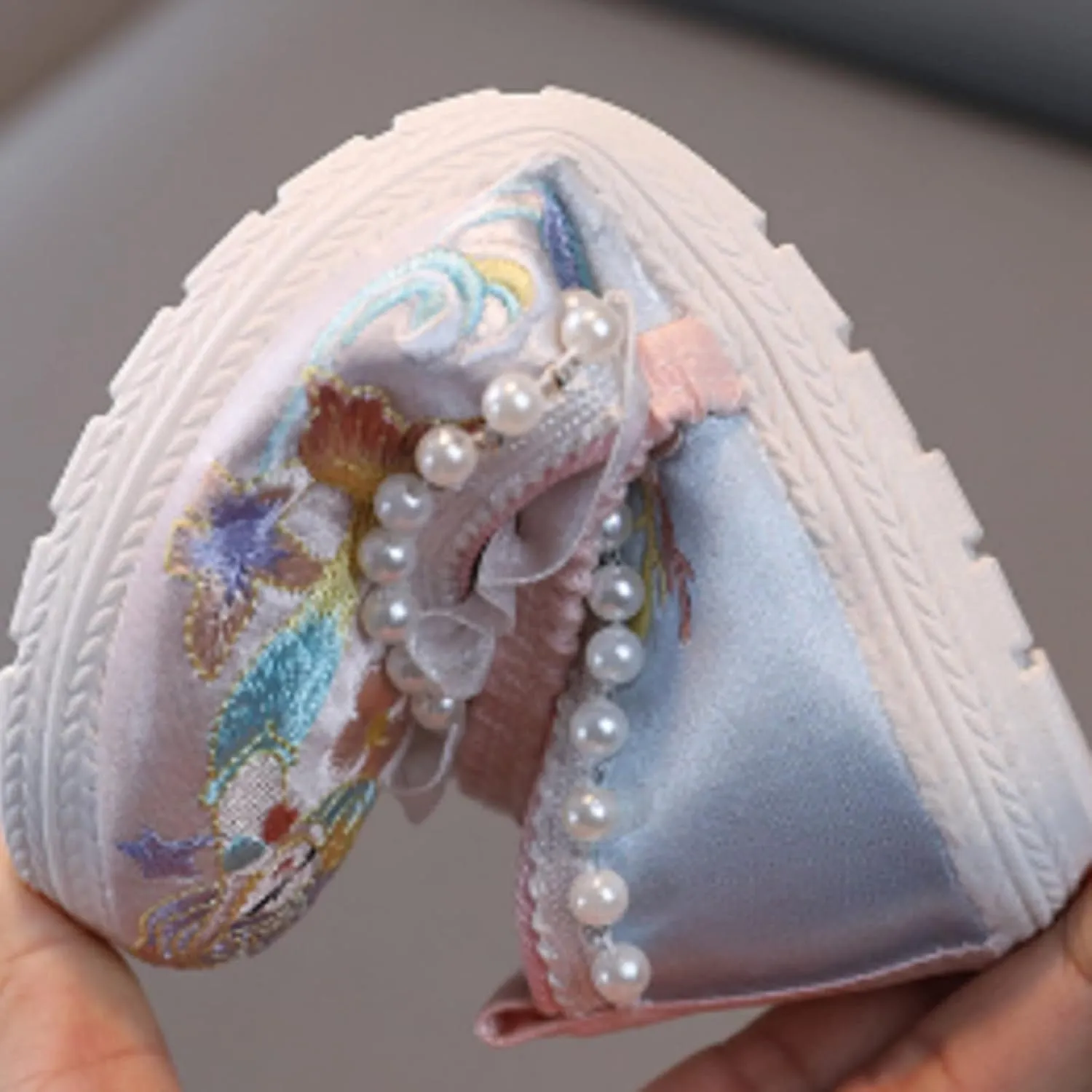Baby Girls Canvas Beaded Dress Shoes Cute Fashion Ankle Sandals Flat Non Slip Toddler Footbed Strap Casual Shoes Ballet