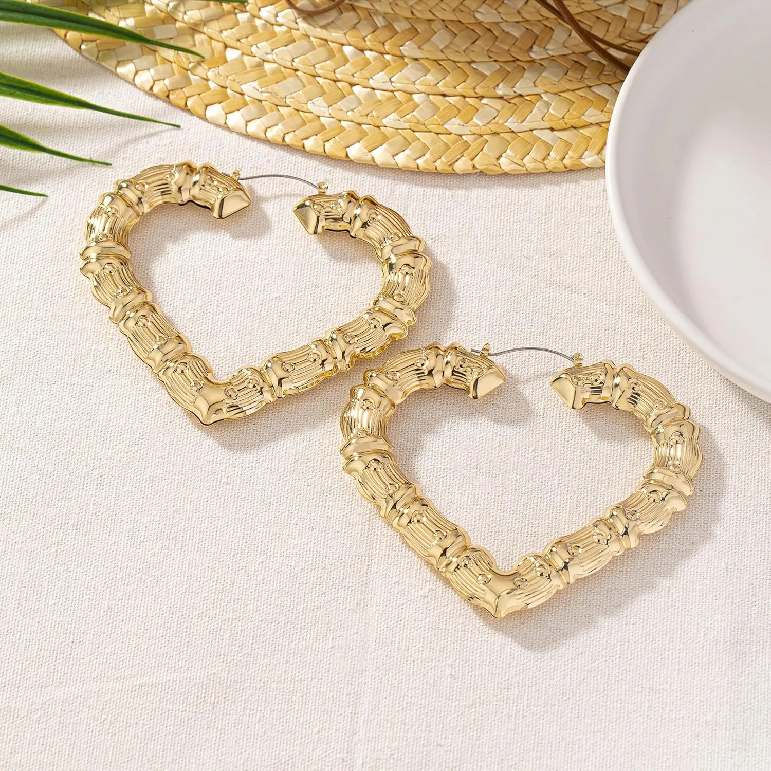 Bamboo Earrings for Women 90s Outfits for Women Large Gold Bamboo Hoop Earrings Hip Hop 80s 90s Jewelry Gifts Party Custom Accessories