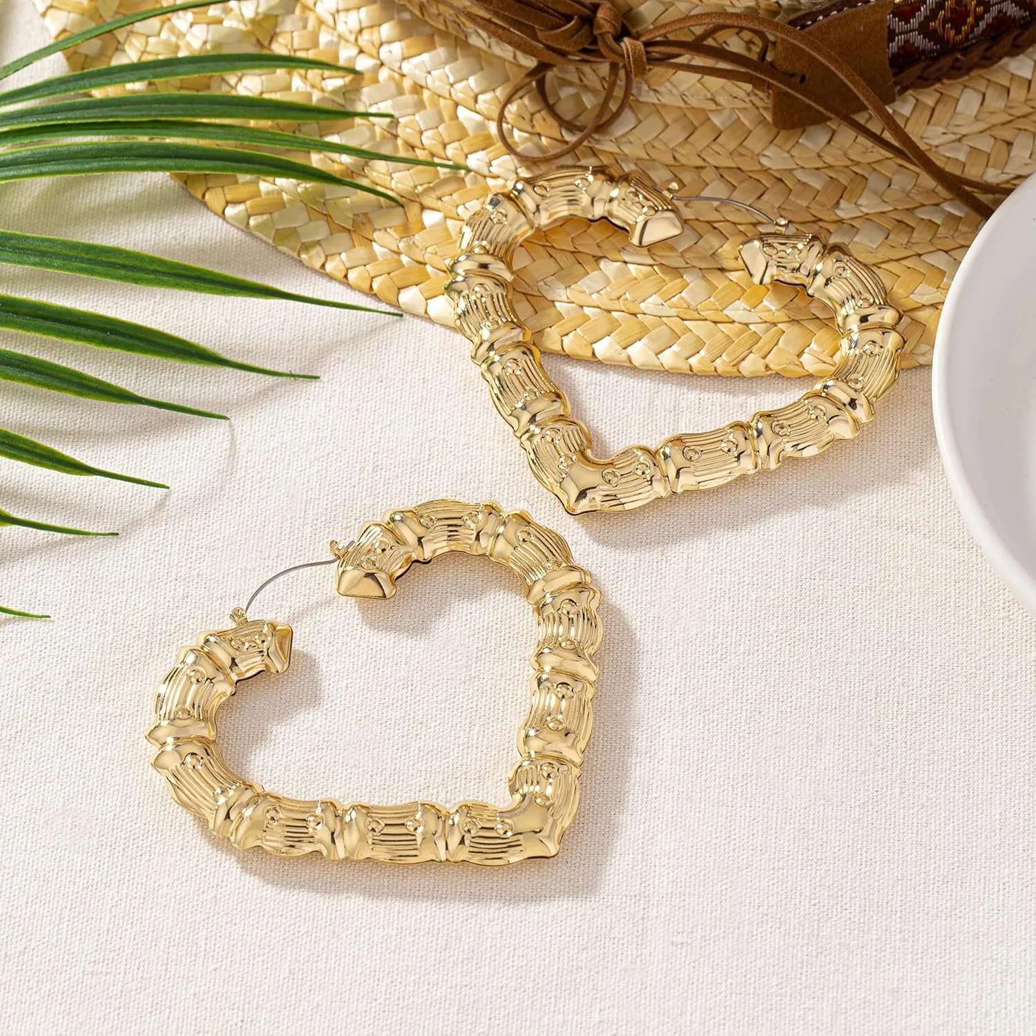 Bamboo Earrings for Women 90s Outfits for Women Large Gold Bamboo Hoop Earrings Hip Hop 80s 90s Jewelry Gifts Party Custom Accessories