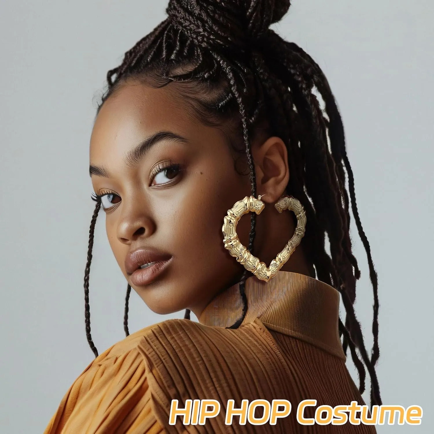 Bamboo Earrings for Women 90s Outfits for Women Large Gold Bamboo Hoop Earrings Hip Hop 80s 90s Jewelry Gifts Party Custom Accessories