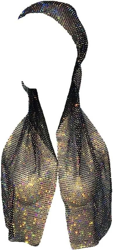 BaronHong Mesh Headwraps Glitter Rhinestone Hairbands Elastic Crystal Turban Nightclub Rave Party Scarf Sparkle Jewelry