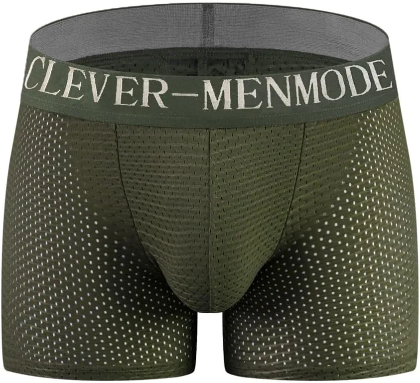 BaronHong Mesh Mens Underwear Boxer Back Mens Padded Enhancing Breathable Mesh Underwear Boxer with Hip Pad