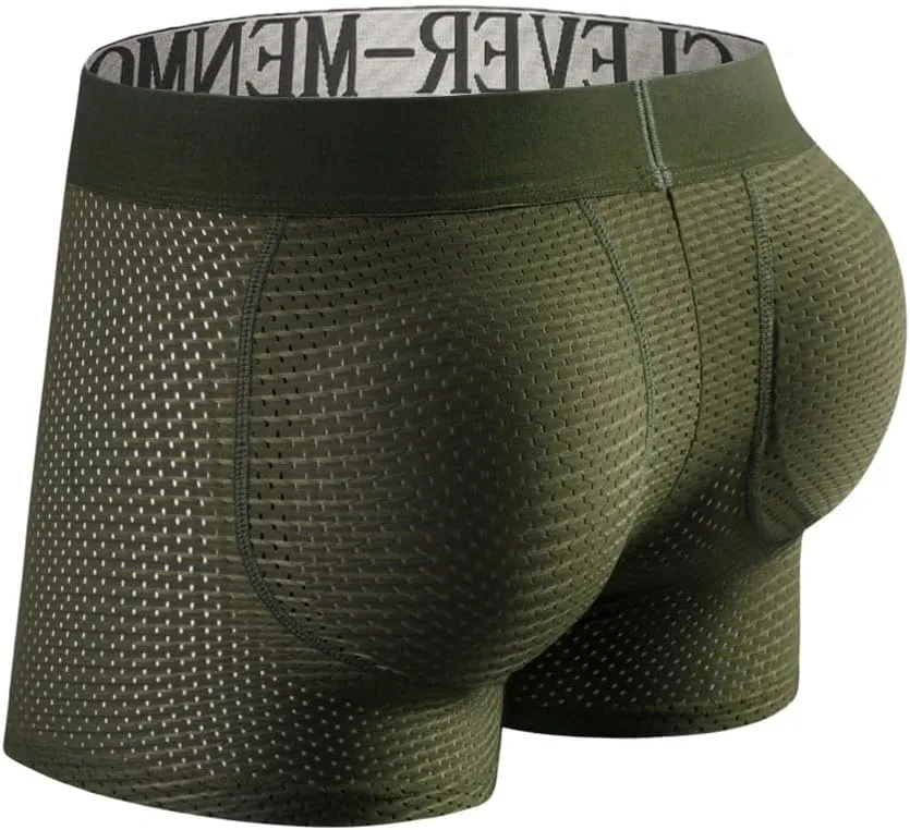 BaronHong Mesh Mens Underwear Boxer Back Mens Padded Enhancing Breathable Mesh Underwear Boxer with Hip Pad