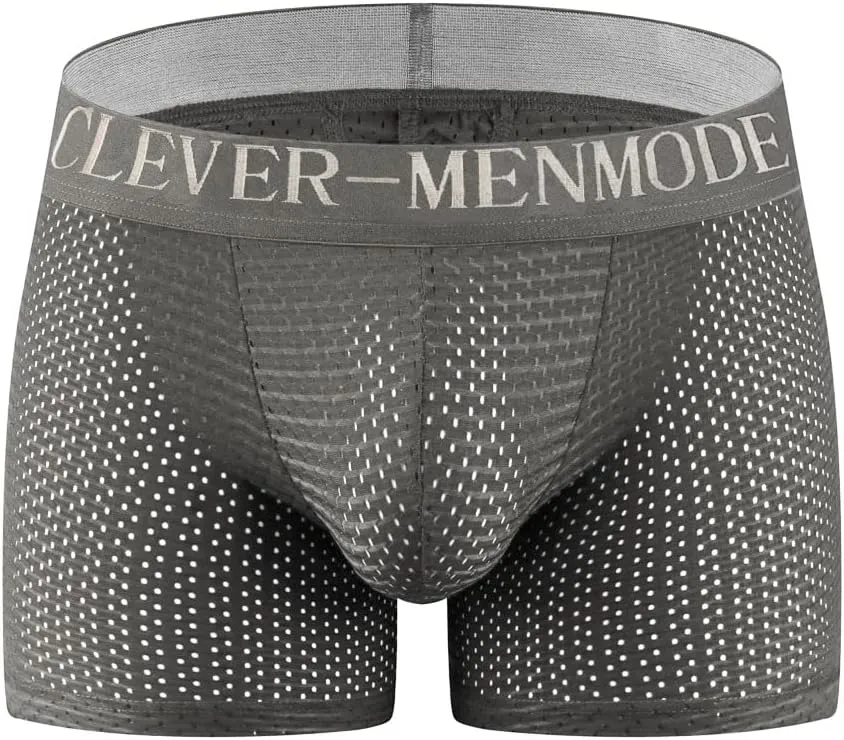 BaronHong Mesh Mens Underwear Boxer Back Mens Padded Enhancing Breathable Mesh Underwear Boxer with Hip Pad